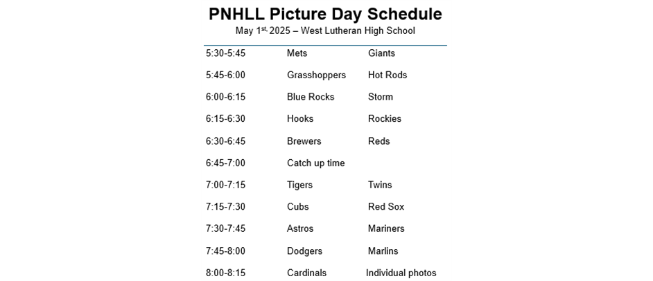 Picture Day Scheduled